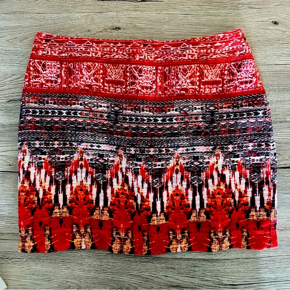 H&M Linen and Cotton Printed Mini Skirt